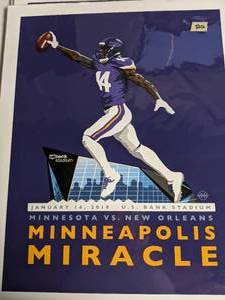 lot 96 image: Framed Vikings Minneapolis Miracle print
