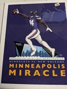 lot 99 image: Framed Vikings Minneapolis Miracle print