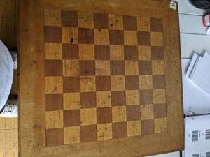lot 18 image: Wooden Checkers Chess Board and Backgammon Board