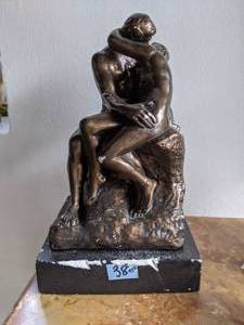 lot 22 image: Bronze Sculpture Reproduction of The Kiss by Auguste Rodin (French, 1840-1917)
