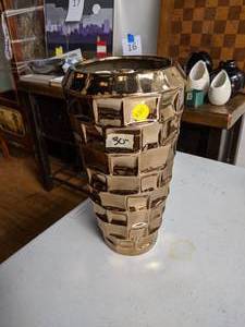 lot 28 image: Solid Brass Container with Imprinted Waffle Pattern