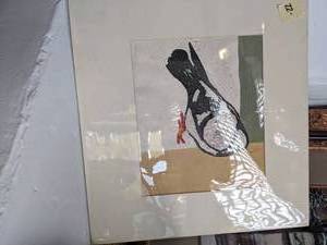 lot 453 image: Matted pigeon artwork