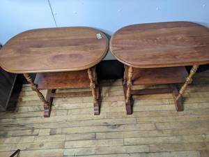 lot 376 image: Matching Pair of  Stickley Wood End Tables