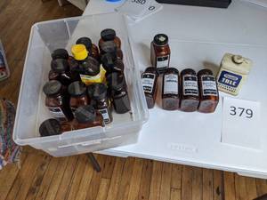 lot 379 image: Collection of Vintage Glass Pharmacy Bottles