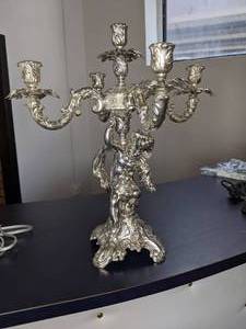 lot 386 image: Solid Metal Ornate Candelabra