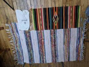 lot 390 image: Colorful Serape and Woven Rug