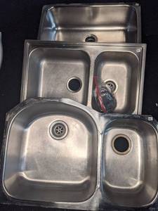 lot 408 image: Three Stainless Steel Sinks