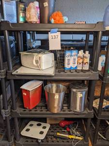 lot 137 image: Plastic Shelf with Contents