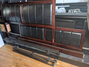 lot 423 image: Wood and Faux Leather Headboard and Footboard