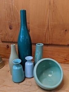 lot 341 image: Blue Decor Vases- NEW