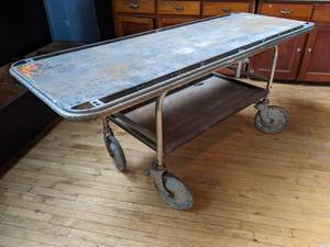 lot 502 image: Vintage Hospital Gurney Rolling Table