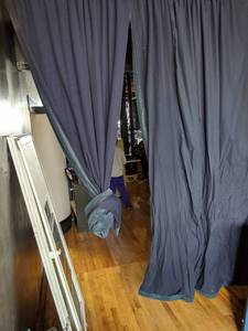lot 524 image: Large, heavy blue curtains