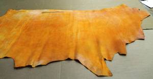 Cow Hide Leather Yellow Orange Color