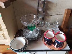 Wine Glasses, Rack, Platters