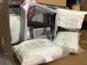 lot 16 image: HAMPTON BAY West Park Black Aluminum Outdoor Patio 4-Piece Conversation Set with CushionGuard White Cushions SEE PICS