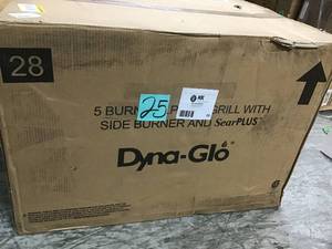 lot 25 image: DYNA GLO 5-Burner Propane Gas Grill in Matte Black with Sear Burner and Side Burner SEE PICS