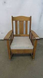 Vintage Oak Rocker Padded Seat