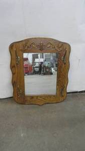 Oak Framed Mirror With Coat Hooks