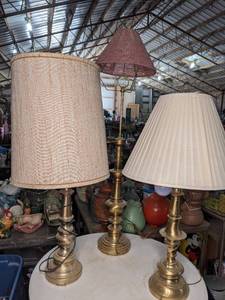 lot 168 image: Three Vintage Brass Table Lamps