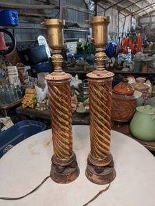 lot 170 image: Pair of Retro Mixed Material Table Lamps