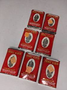 lot 178 image: Lot of Seven Vintage Prince Albert 1.5 oz Tobacco Tins