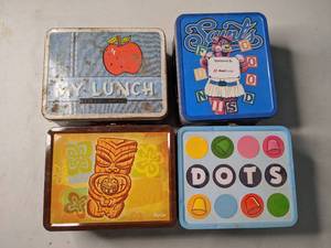 lot 240 image: Lot of Four Metal Lunch Boxes