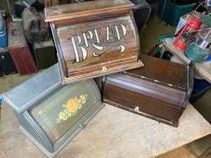 lot 148 image: Three Wood Bread Boxes