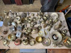 lot 150 image: Huge Lot of Brass Home Decor Items