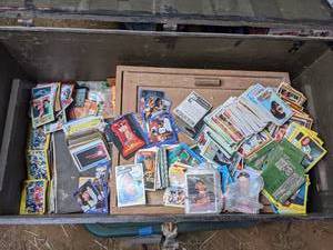 lot 247 image: Wooden Crate Full of Vintage Trading Cards