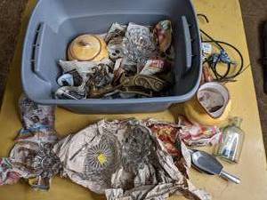 lot 250 image: Contents of Storage Tub - Misc. Home Decor