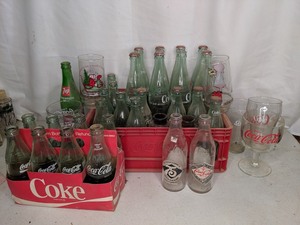 lot 57 image: Lot of Vintage Soda Bottles in Carrying Cases