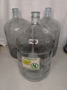 lot 71 image: Three Large 5 Gallon Vintage Glass Carboys