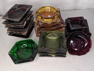 lot 83 image: Lot of Colorful Glass Ashtrays