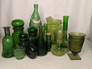 lot 86 image: Collection of Green Glass Vases and Jars