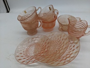 lot 105 image: Partial Pink Glass Tea Set