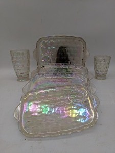 lot 106 image: Clear Glass Serving Platters with Two Glasses