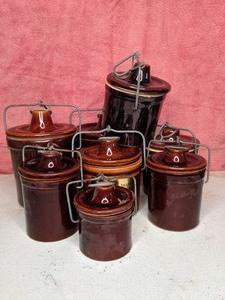 lot 4 image: Assorted Small Glazed Cheese Crocks