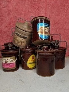 lot 5 image: Assorted Small Lidded Cheese Crocks