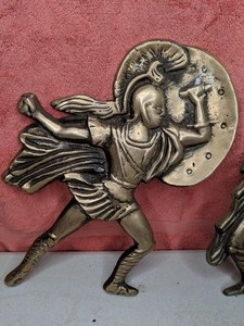 lot 11 image: Fighting Brass Figurines