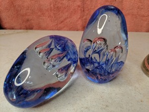 lot 36 image: Five Blown Glass Egg Paperweights