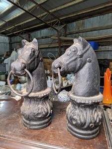 lot 143 image: Pair of Iron Horse Heads