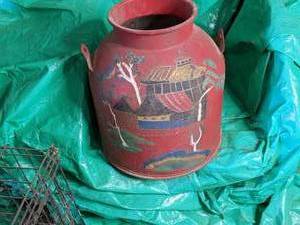 lot 86 image: Vintage Painted Unique Milk Can...
