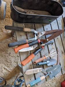 lot 105 image: Large Lot of Hand Tools, Planter, G...