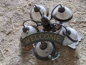 lot 271 image: Chandelier & Welcome Sign...