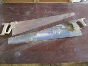 lot 199 image: (2) Vintage Hand Saws One is Paint...