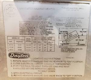 Dayton unvented Radiant Heater