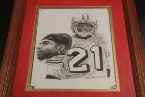 lot 75 image: 1994 Framed San Francisco 49ers Deion Sanders Print