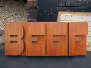 Large Wooden BEEF Display Sign