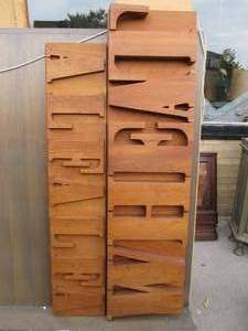 2 Large Wooden FoodGrocery Display Signs - Wheat &amp Alfalfa