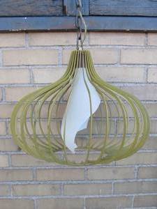 Mid Century 1960s Danish Modern Yellow Metal Onion-Shape Pendant Lamp